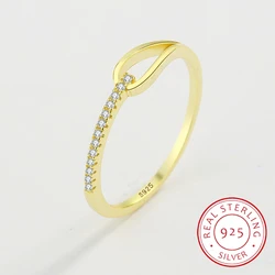 2022 NEW Fashion Irregular Hollow Ring For Women Real S925 Sterling Silver 14K Gold Zircon Geometric Birthday Gift Jewelry