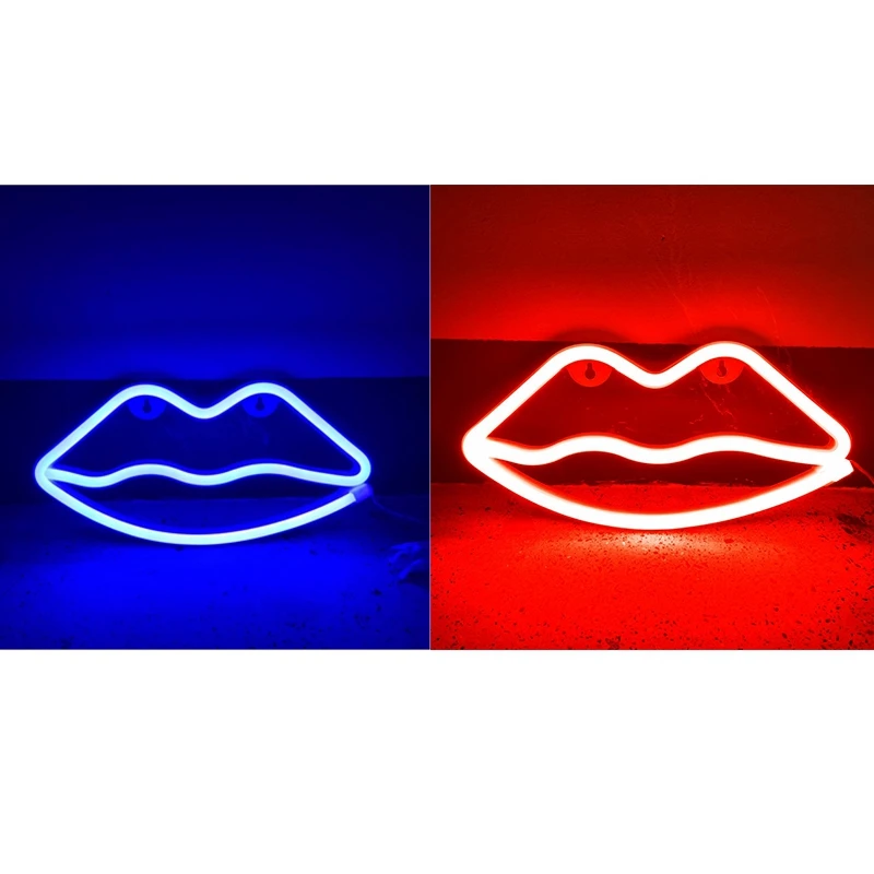 Lampe LED Néon en Forme de Lèvres pour Décoration Murale, Luminaire Décoratif pour Bar, ix, Mariage, Anniversaire, Chambre d'Enfant
