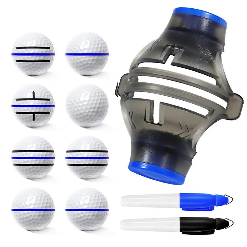 Golf Ball Liner With 2 Marker Pens Color Blue Red Golf Ball Marker Putting Position Aids Putter Training Tool Golf Accessories