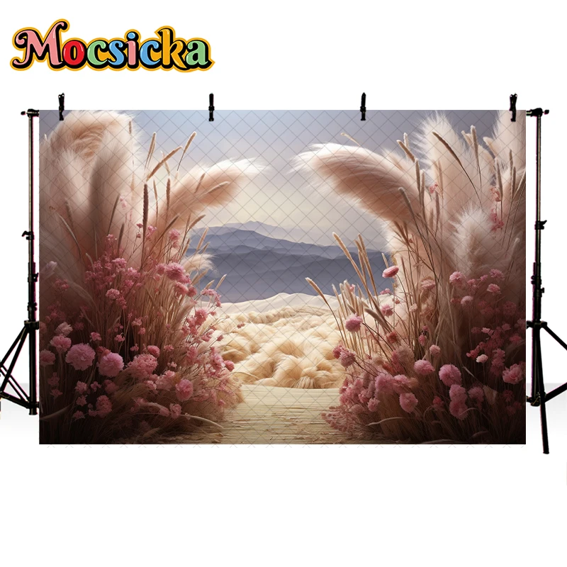 Богемный фон для фотосъемки детей осень Пшеница весенний цветочный арочный декор для беременных новорожденных портрет фото фон для студийной съемки