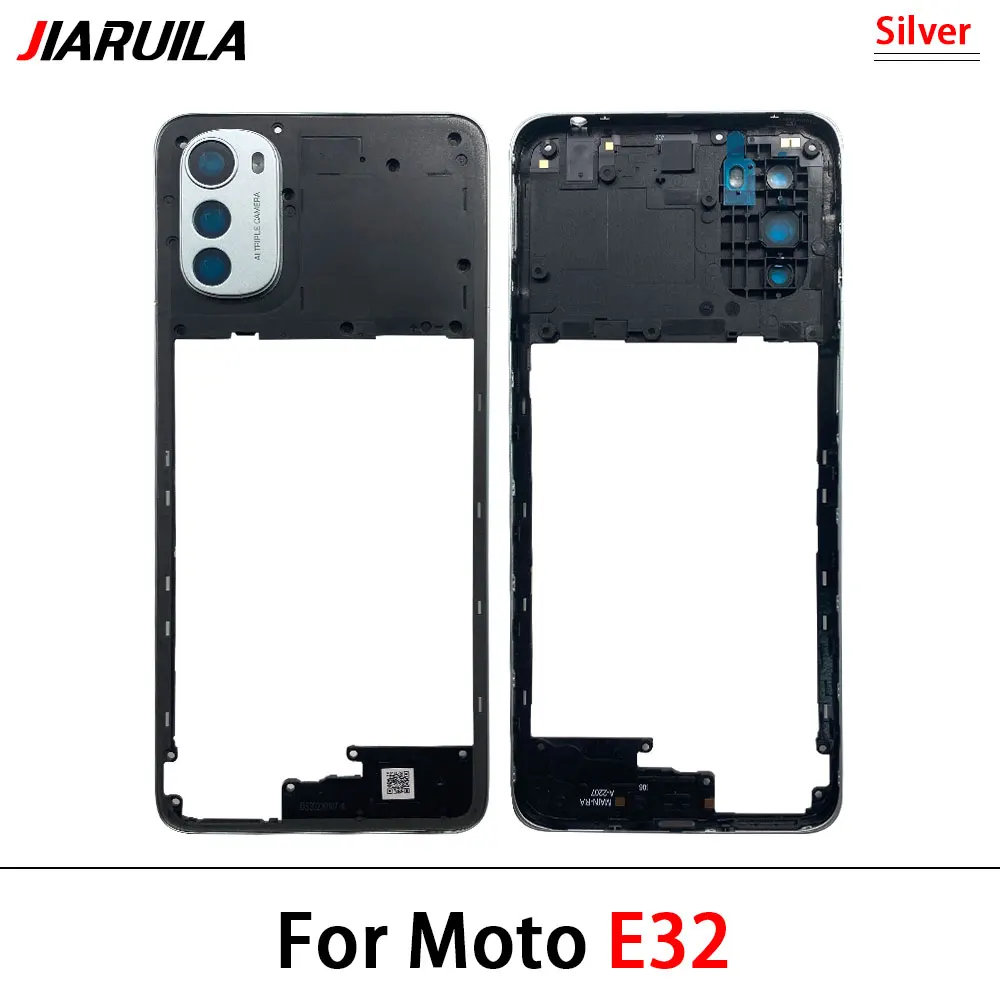 For Moto E22 E32 Edge 20 Lite E22I E13 Middle Frame Housing Frame Panel Rear Housing Case Panel With Antennas+Side Keys