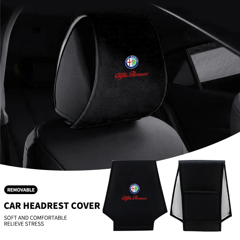 Car Seat Backrest Headrest Cover Pillow Towel For Alfa Romeo Giulia Stelvio Giulietta 156 159 147 Mito Tonale Brera Disco V