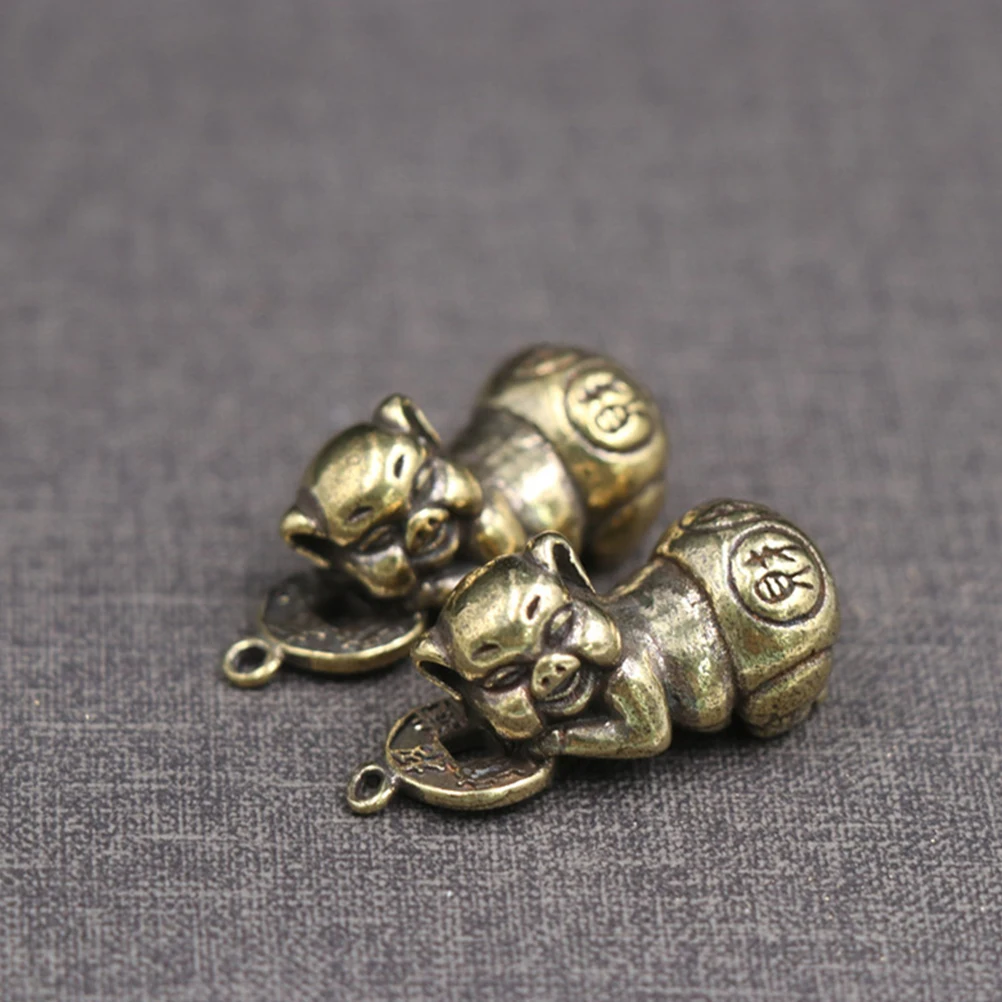 

Copper Pig Keychain Pendant DIY Charms Jewelry Making Supplies Lightweight Retro Miniature Hanging nament Travel Accessories