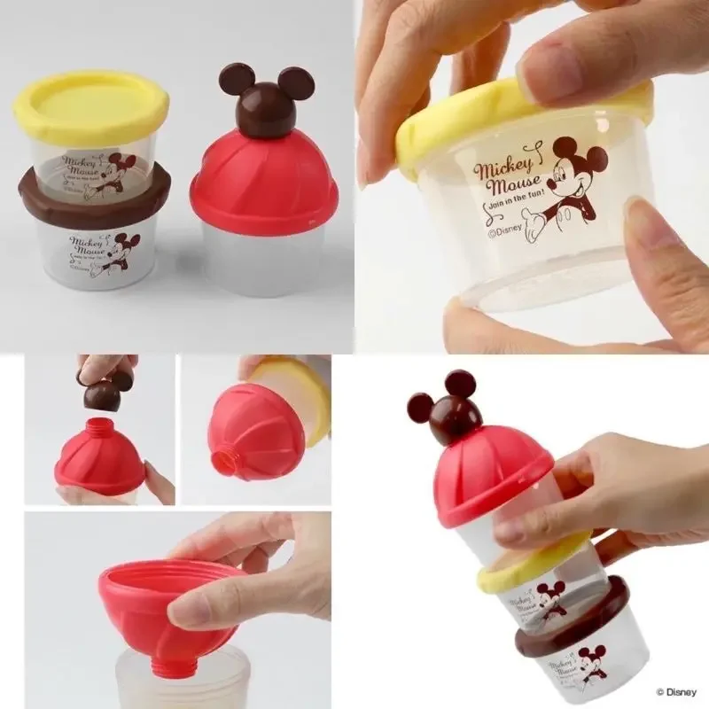 Disney Mickey 3 Grid Portable Milk Powder Formula Dispenser Container Storage Cereal Boxes Toddle Baby Snacks Food Storage Box