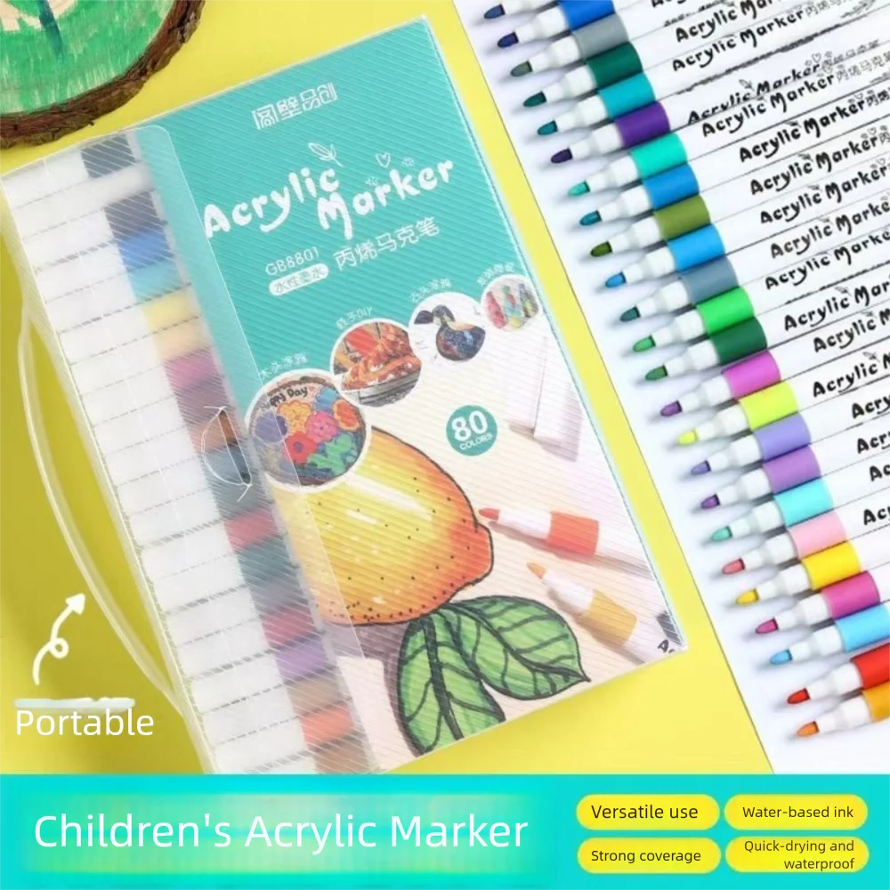 

12-48 Colors Acrylic Marker Color Is Not Transparent Paper Can Be Stacked Children's Graffiti Pen School Supplies Painting Brush