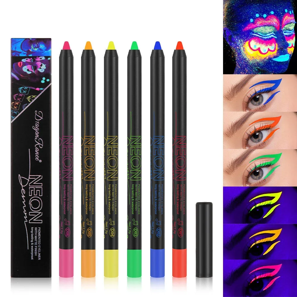 Fluorescence Blue Eyeliner Gel Waterproof Luminous UV Light Neon Eyeliner Pen Yellow White Longlasting Eye Shadow Cream Makeups