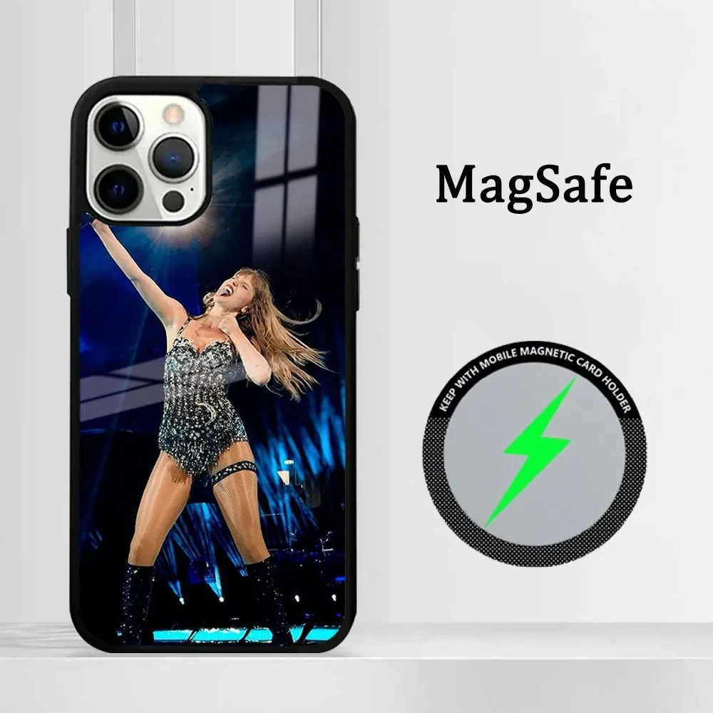 T-Taylors Singer S-Swift-T Phone Case For IPhone 16 15 14 13 12 11 Pro Max Plus Mini Magsafe Mirror Wireless Magnetic Cover