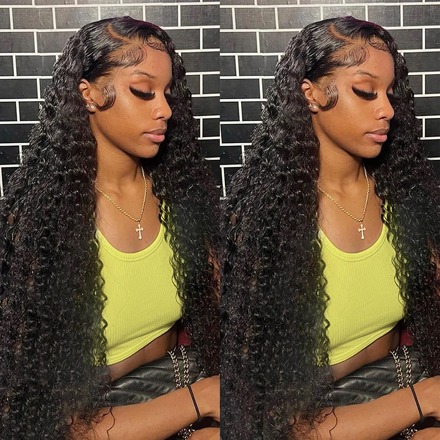 Curly Wigs Human Hair Pre Plucked Deep Wave Bling Hair Cheap Natural Color 13x6 13x4 Lace Frontal Human Hair Wigs