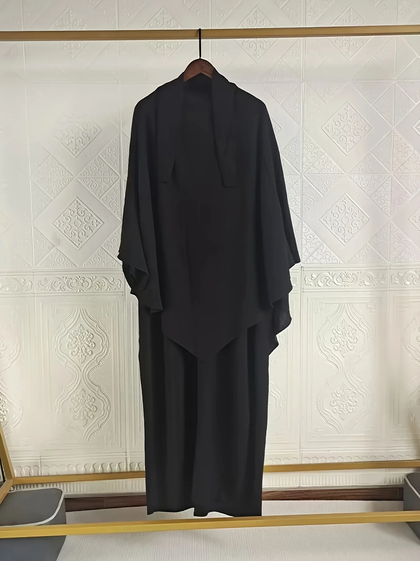 Abaya Dubai Dress,muslim Pure Color Dress for Women Attaching Hijab and No Belt Glint dress Abayas Dubai Abaya Pure Color