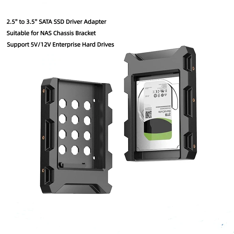 2.5'' to 3.5'' SATA SSD Driver Adapter SSD Mount,Suitable for NAS Chassis Bracket,Support 5V/12V Enterprise Hard Drives(NO IDE)