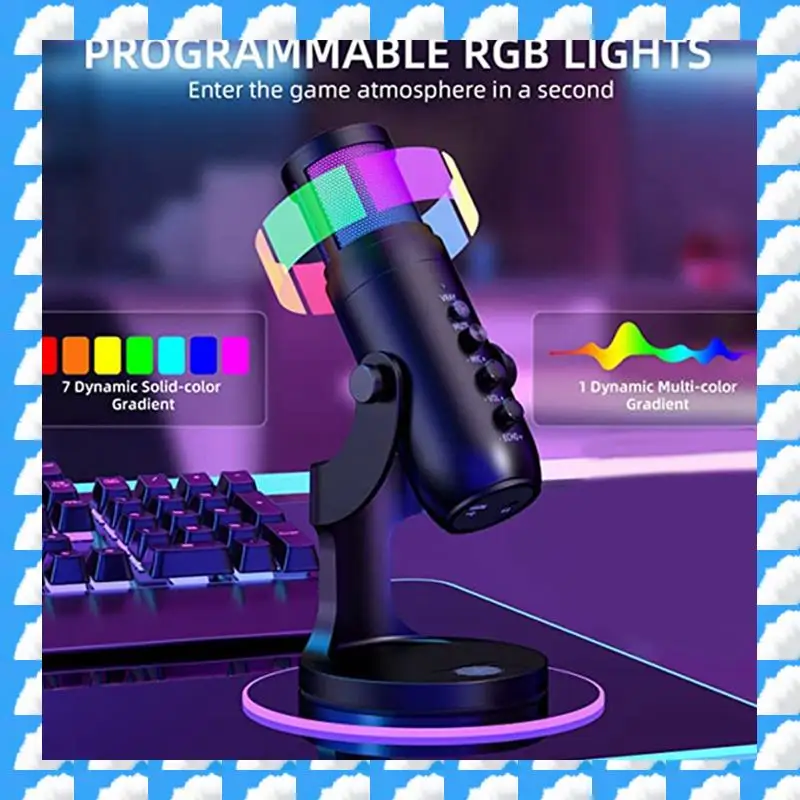 

ONGE USB Microphone Wired Live Karaoke Sound Card Computer Cell Phone Recording Game Conference Wheat