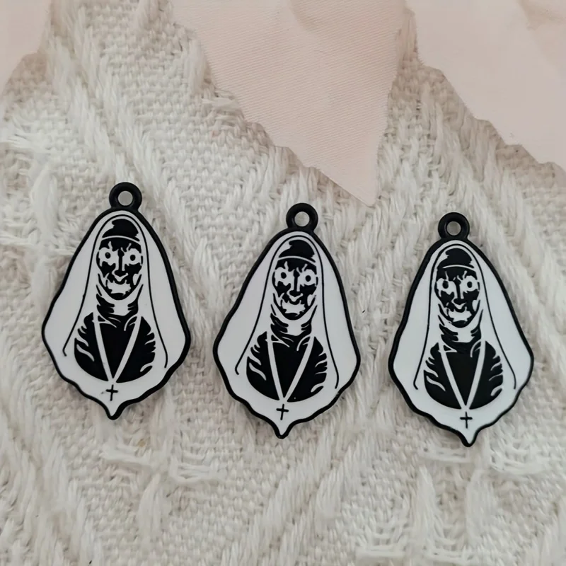 Diy Jewelry 10pcs Halloween Skull Talisman - Enamel Pendant for Necklace and Earrings, Zinc Alloy Craft Supplies
