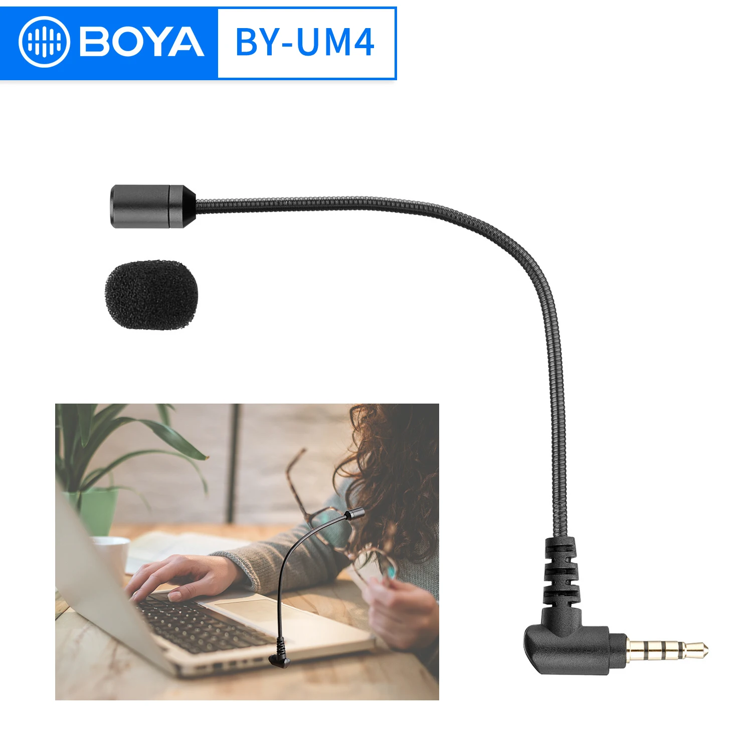 

BOYA BY-UM4 3.5mm TRRS Omnidirectional Gooseneck Mini wired Microphone for iOS Android Smartphone PC Meeting Lecture