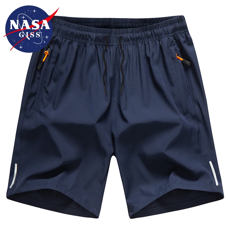 NASA GISS Reflective Stripe Large 3/4 Shorts popolare Casual da uomo allentato sport Outwear pantaloni da spiaggia estivi da uomo in seta di