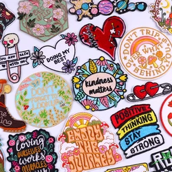 Cartoon Slogan Words Patches On Clothes Love Iron On Patches For Clothing Thermo-adhesive Embroidered Patch For Clothes Stickers