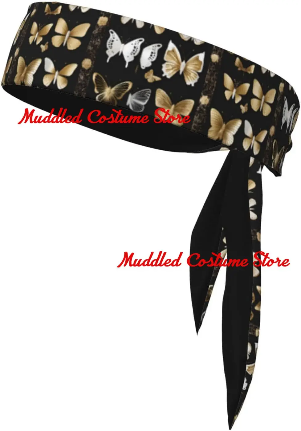 

Спортивный галстук на голову, золотисто-белый, с принтом бабочки, быстросохнущий, влагоотводящий, многофункциональный спортивный ремешок для женщин и мужчин