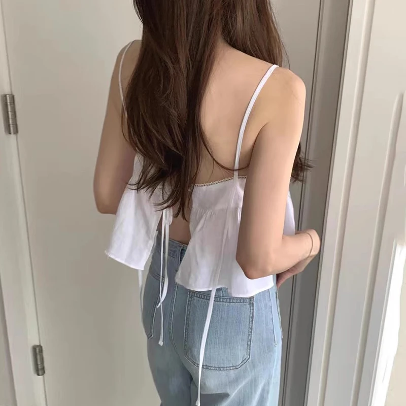 Top giovanile con cinturino Ele Bal da donna, design unico estivo, finiture in pizzo, giuntura ort Sle Faion, gilet ampio da pendolarismo