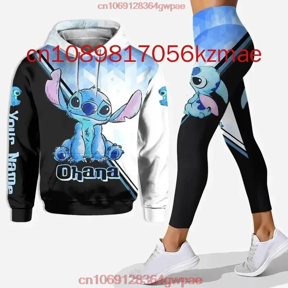 Free Custom Name Disney Stitch Hoodie And Leggings Set Women's Hoodie Yoga Pants Sweatpants Fashion Sets