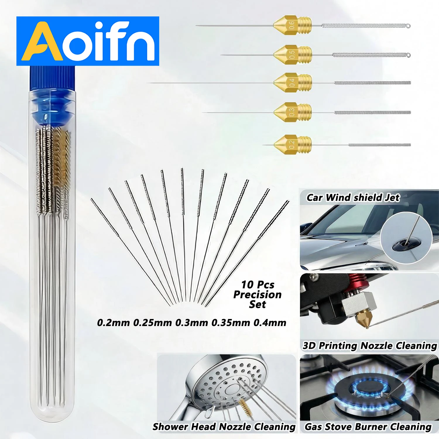 10Pcs Car Windscreen Jet Nozzle Washer Tool Stainless Steel Wiper Nozzle Cleaning Kit For 3D Printer Jets,Gas Stoves,Shower Head