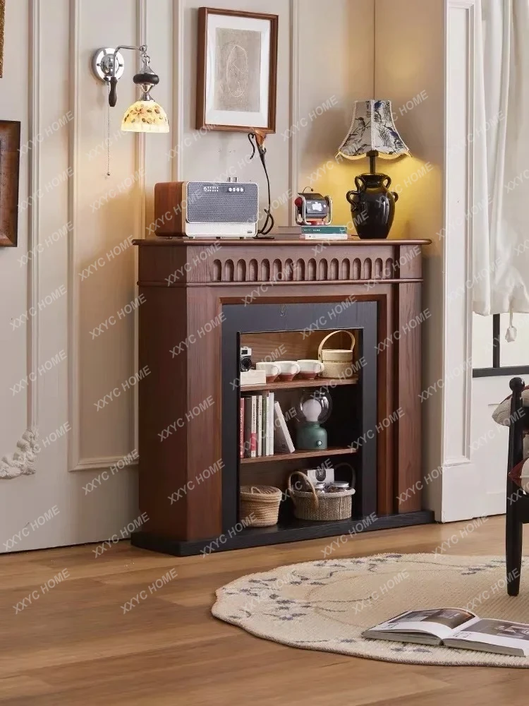 TT retro solid wood fireplace decorative cabinet  living room porch cabinet decorative locker