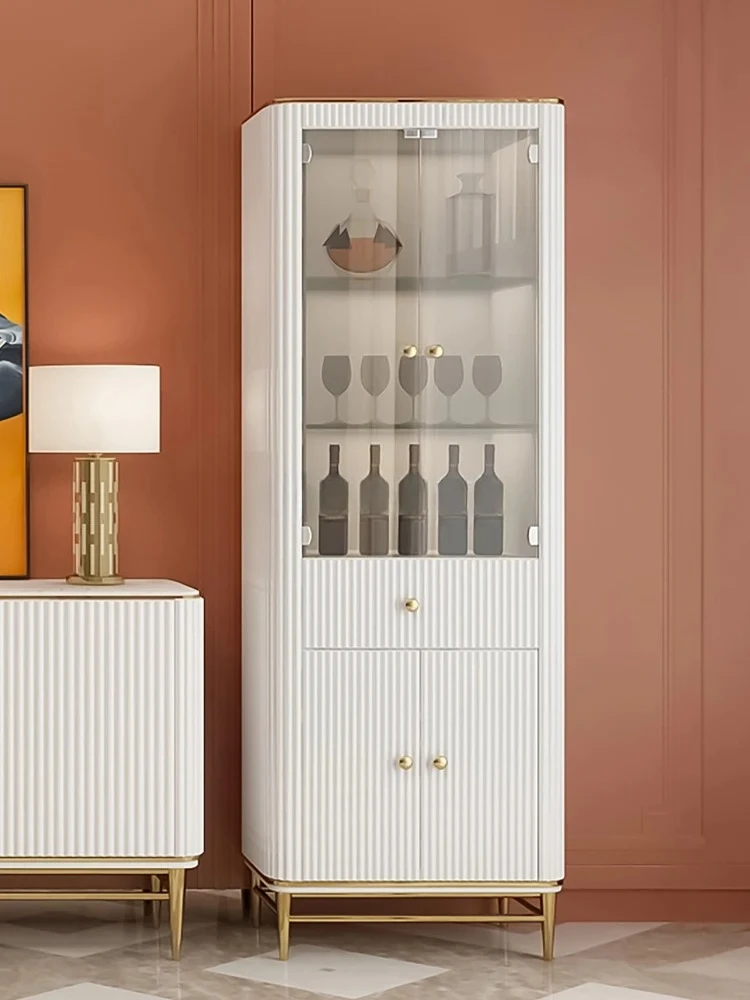 

High-end light luxury household living room against the wall glass shelf combination display cabinet