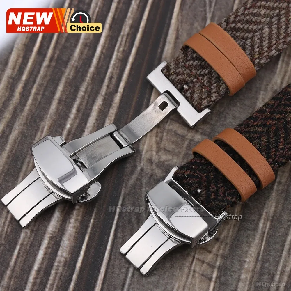 Butterfly Clasp Tweed Nylon Strap 22mm 18mm 20mm for Omega Smartwatch Leather Quick Release Belt for Seiko Bracelet for Rolex view 5