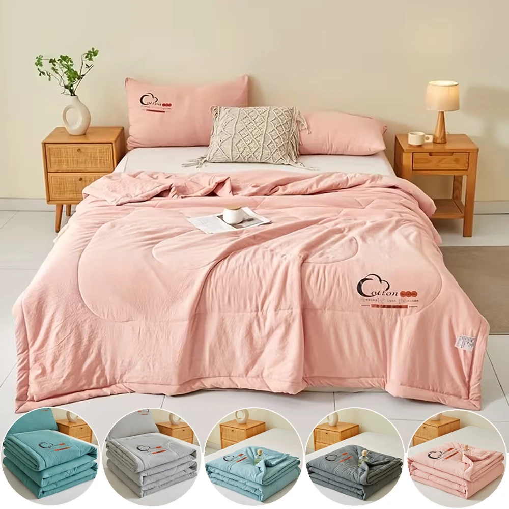 

Lightweight & Breathable Cooling Comforter, Solid Color Washed CottonCooling Blanket, Summer Blanket for Bedroom,Hotels,Camping