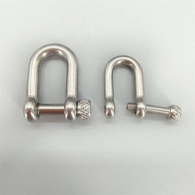 1 pcs Stainless Steel Carabiner D Bow Shackle Fob Key Ring Keychain Hook Screw Joint Connector Buckle Solid Metal 2 Size