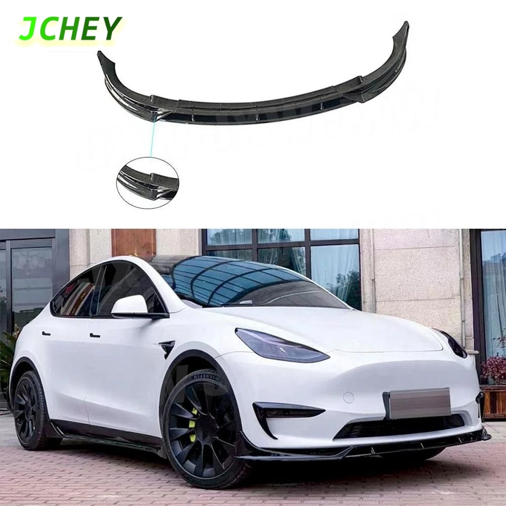 

JCHEY Carbon Fiber ABS Front Bumper Lip Chin Spoiler for Tesla Model Y 2021+ 3Pcs/Set Front bumper Car