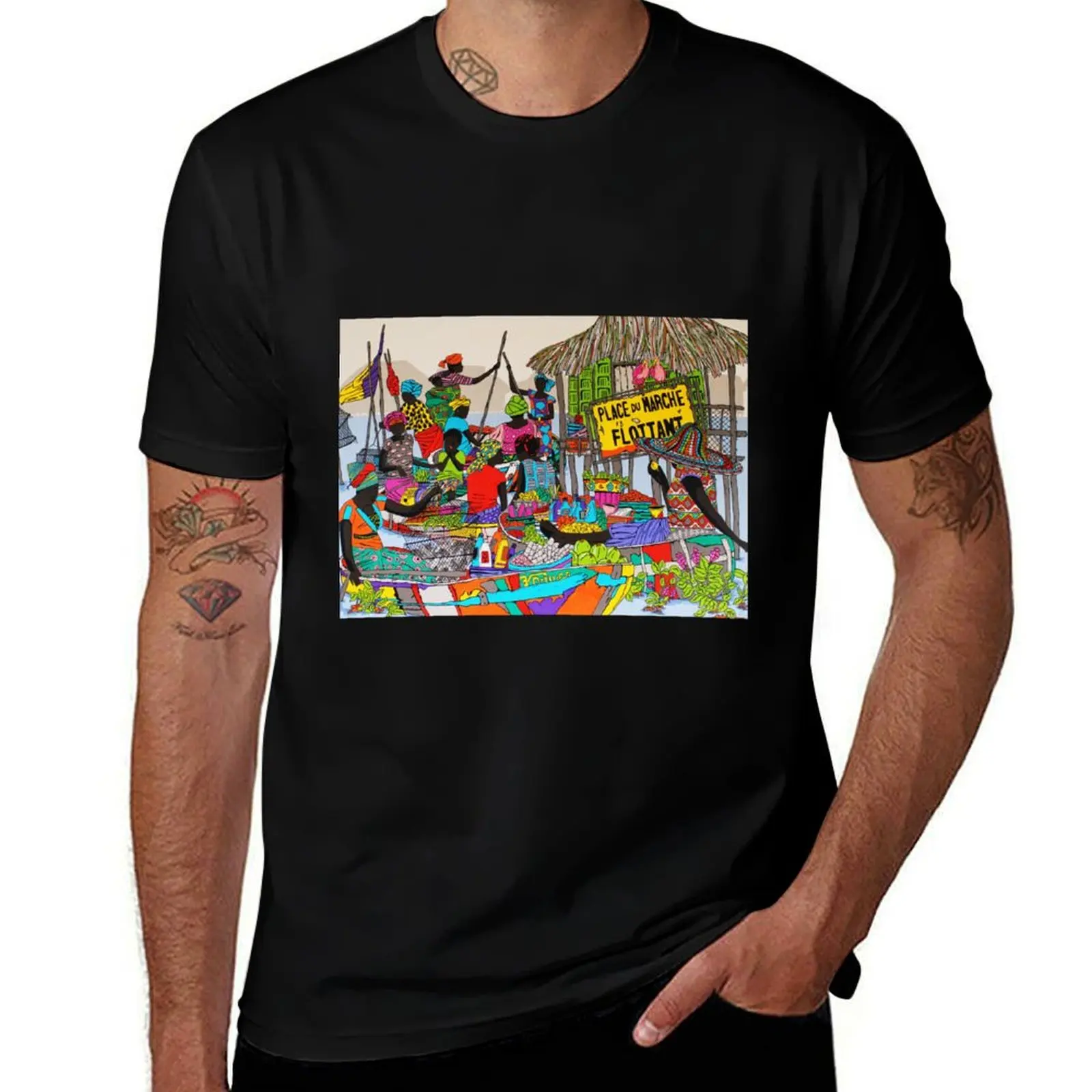 My floating market T-Shirt Casual Daily Wear Short Sleeve Top T-Shirt