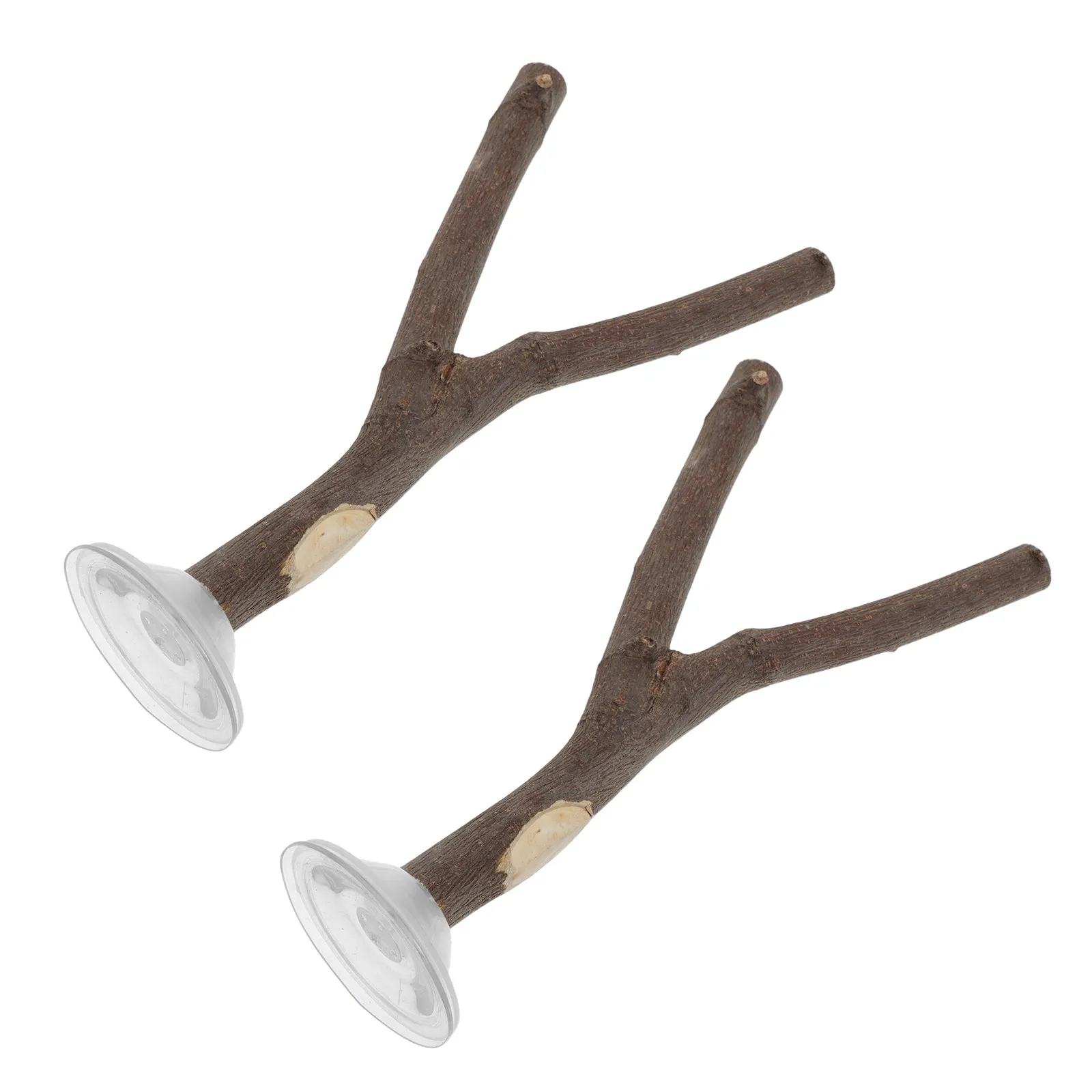 2Pcs Portable Parrot Perch Natural Wood Bird Perches Strong Suction Cup Stable Window Shower Tile Perch for Cockatiels Conures