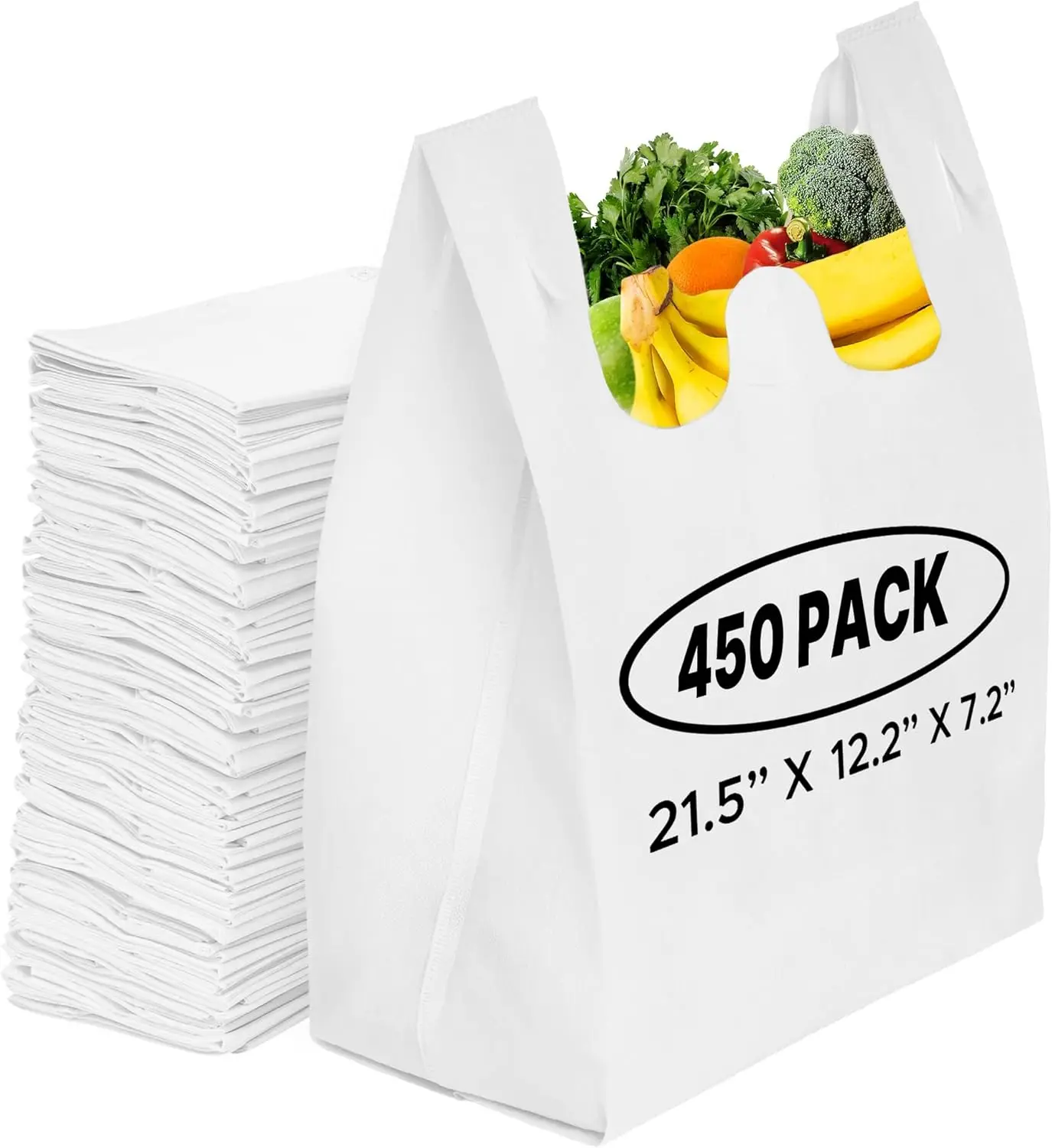 450 Pack Reusable Eco-Friendly Grocery T-Shirt Shopping Bags Durable, Environmentally Friendly Recyclable