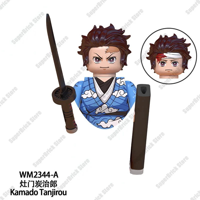 Anime Demon Slayer Tanjirou Nezuko Kanao Akaza Kyoujurou Cartoon Action Mugen Train Mini Toy Figures Building Block Sets Gifts