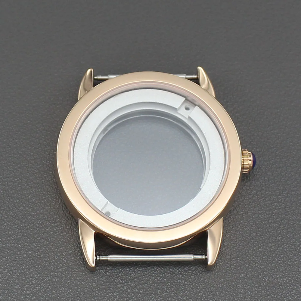 Rose Gold 42mm Watch Case Stainless Steel Watches Accessories Part for ETA 2824 PT5000 Movt 34.5mm Dial Sapphire Crystal Glass