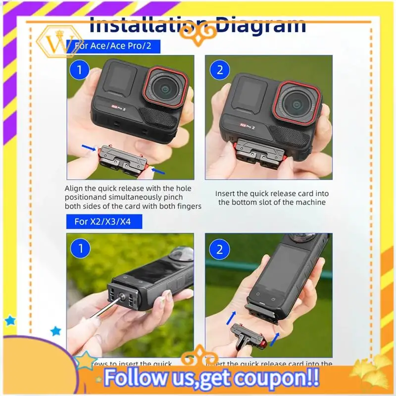 Latest-For Insta360 Ace Pro2 Metal Quick Release Dock X4 Magnetic Adapter Base Upper Cover Accessory