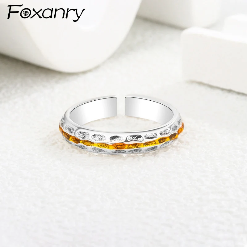 Foxanry Silver Color Irregular Bumps Bicolor Rings For Women New Vintage Simple Classic Personality Daily Party Jewelry Gifts