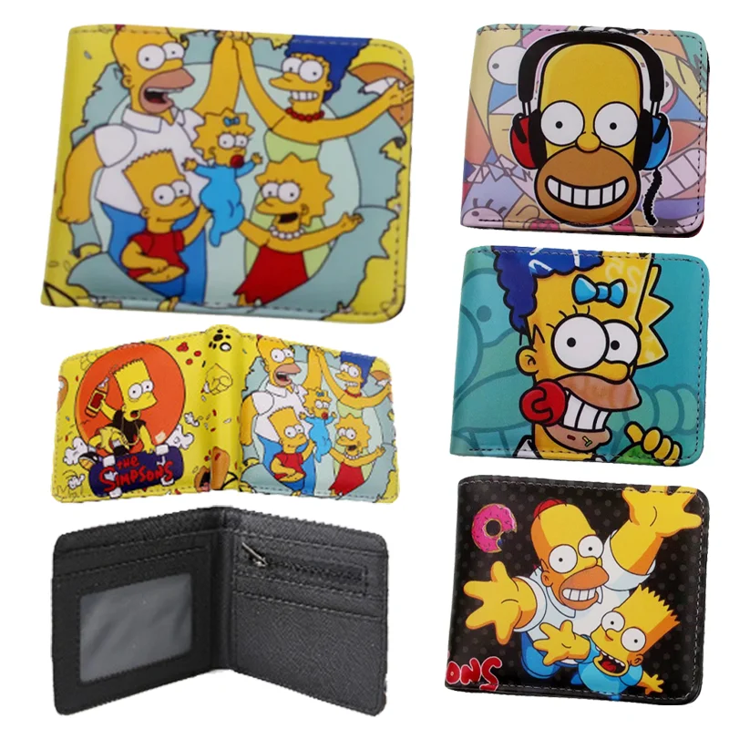 

The Simpsons Coin Purse Fashion Pu Leather Fold Short Wallet ID Bag Card Holder Cartoon Student Wallets Storage Pouch Gifts