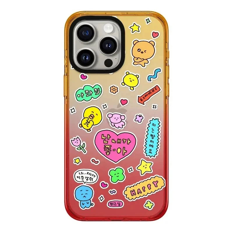 

Korean Cartoon Peach Gradient Border 2.0 Acrylic Phone Case Cover for IPhone 11 12 13 14 15 Pro Max Case