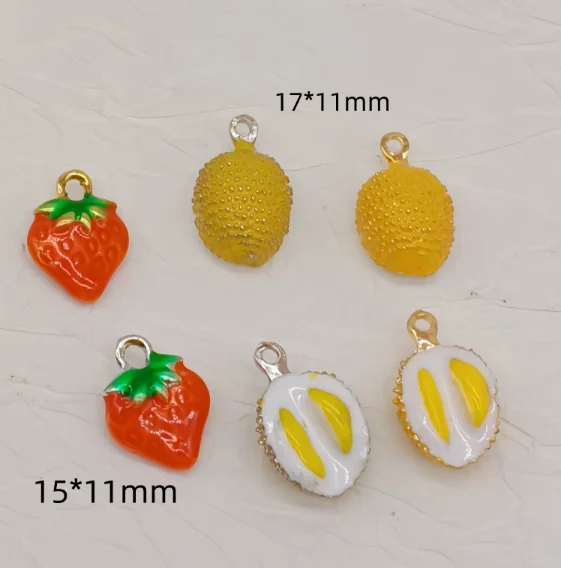 Lot 10 Pcs Fruit Strawberry Durian Charms Jewelry Making  Earrings Pendants Necklaces Bracelets DIY Accessories gift
