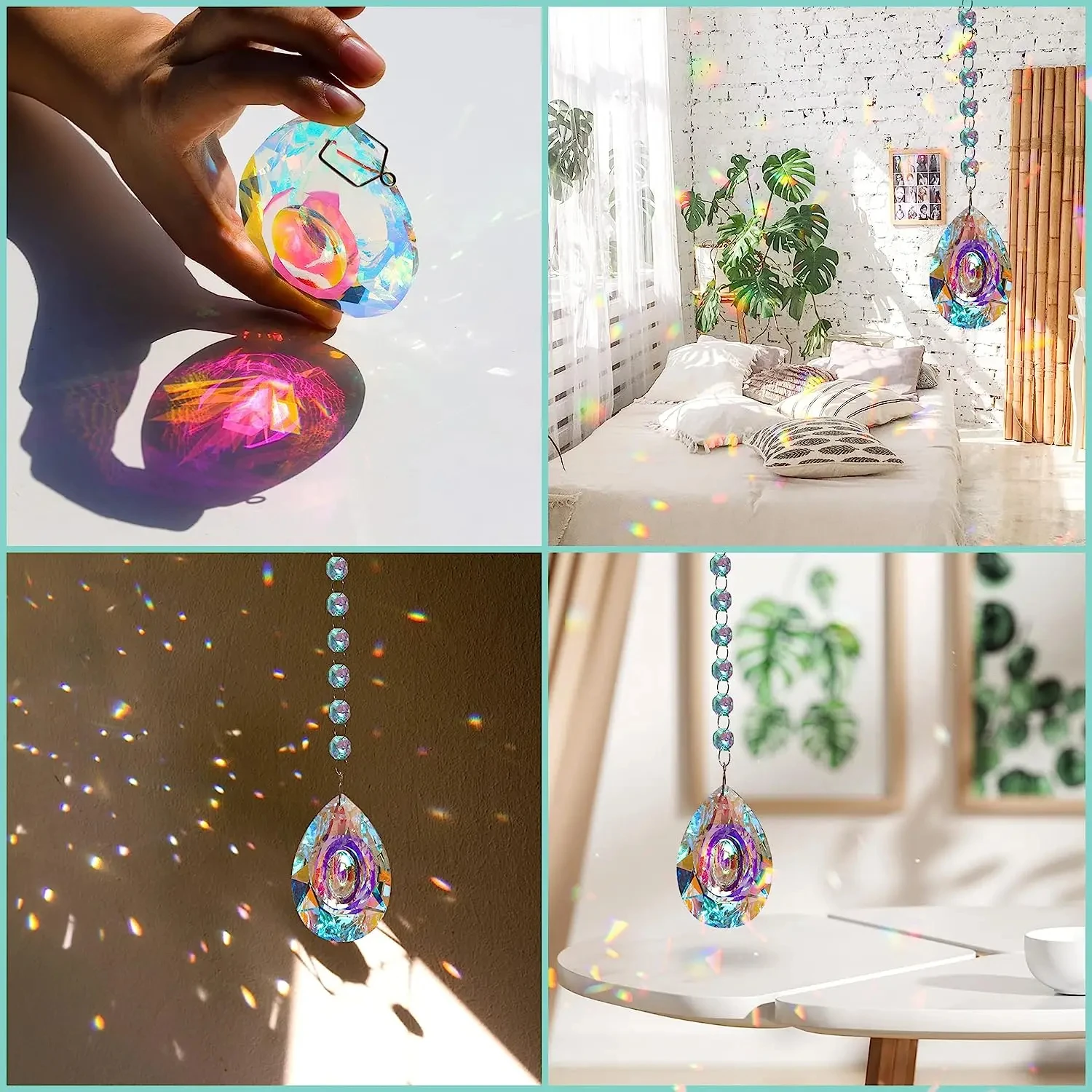 K9 Crystal Prism AB Clear Faceted Large Oval Chandelier Crystal Hanging Ornaments DIY Suncatcher Pendants Rainbow Maker 1PCs