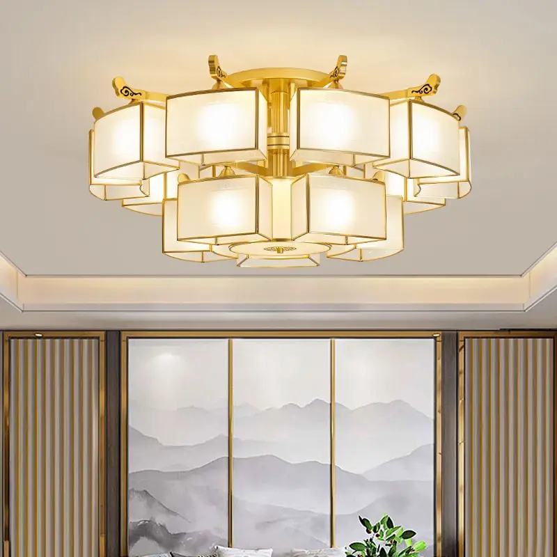 

Modern All Copper Pendant Light Is Suitable for Living Room Lobby Bedroom Room Chandelier Interior Lighting Hanging Fixture