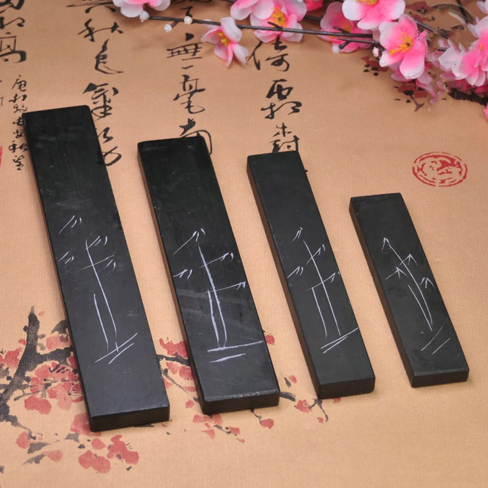 

4 Pcs Chinese Calligraphy Tool Marble Stone Paperweight Stationery Supply Delicate Black