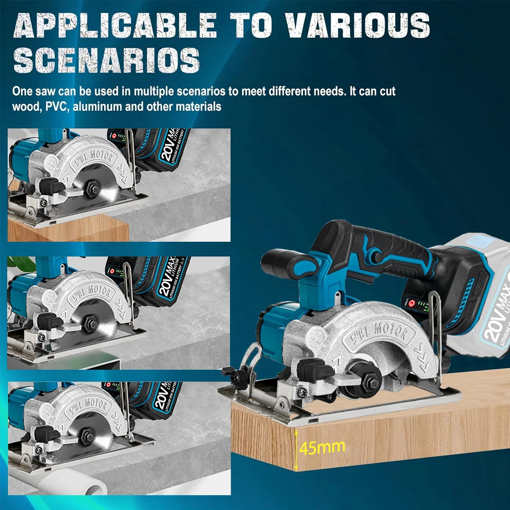 5 Inch 125MM Brushless Electric Rechargeable Circular Saw High Power Cordless Woodworking Cuttiing Tool for Makita 18V Battery