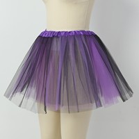 Purple & Black Tulle Tutu Skirt Vintage Tulle Bubble Tutu Skirt Layered Mesh Ballet Skirts Elastic 3 Layer Cosplay Costume Wear