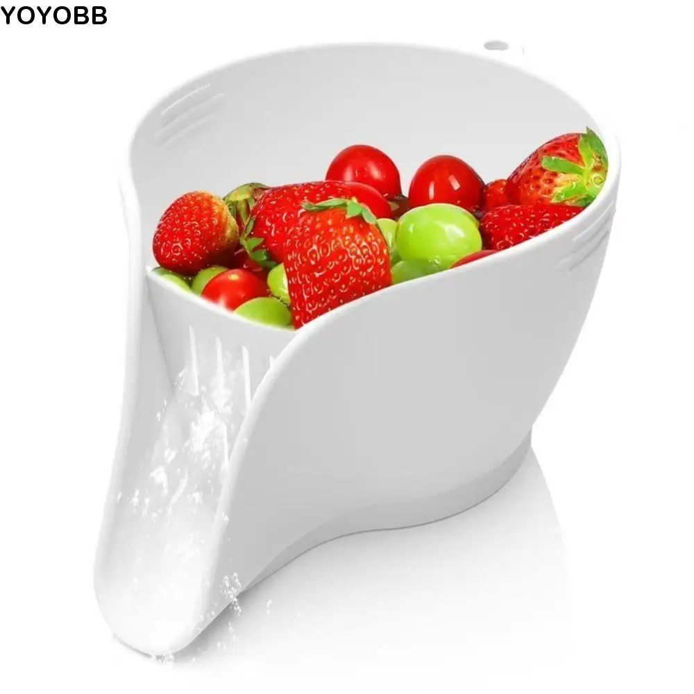 

Silicone Drain Basket with Spout Multifunction Kitchen Colander Bowl Water Filter Small Washing Bowl Vegetable Drainer