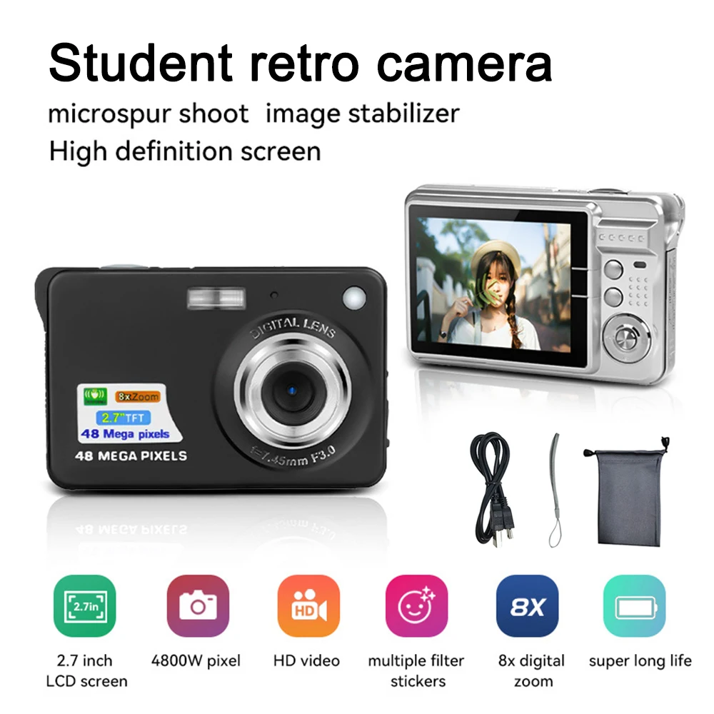 HD Digital Cameras With LCD Screen Child Cameras Outdoor Anti-Shake Instant Photo Camera Rechargeable Photography Camcorder