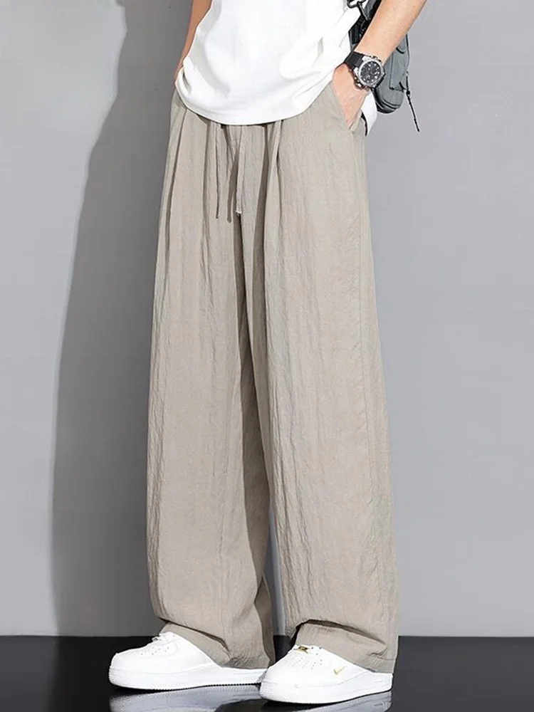 

Ice Silk Loose Leggings Men's Summer Thin Drapey Wide Leg Linen Pants Casual Trousers Youthful Vitali Sle Anti-Wr...