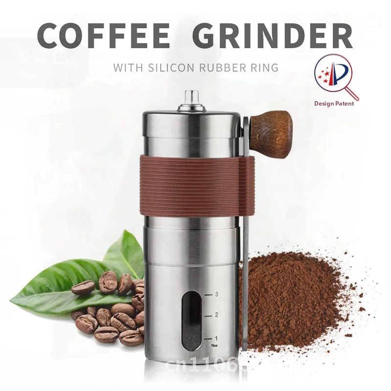 

Портативная ручная кофемолка из нержавеющей стали 304, ручная кофемолка для зерен, обновленная новая модель с утолщенным силиконовым рукавом
