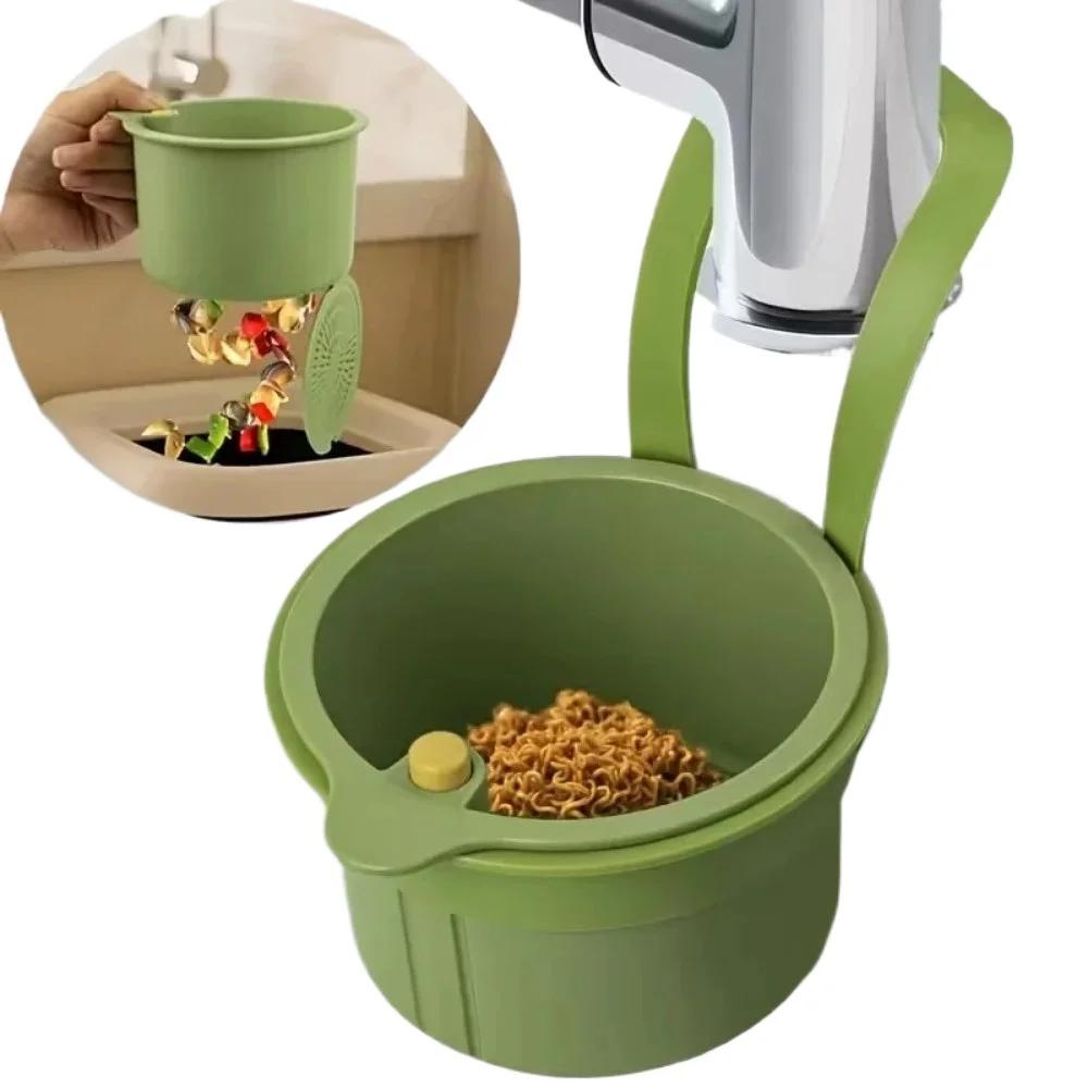 Press-Type Drain Basket: Food Strainer & Sink Organizer, Multi-Functional for Kitchen & Bathroom Use