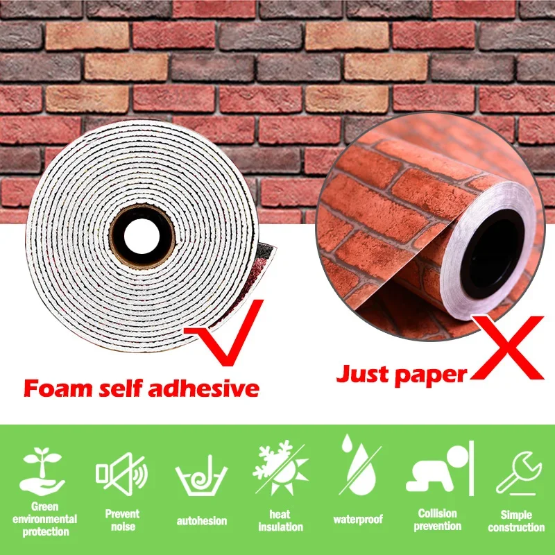 New Imitation Brick Self-adhesive DIY 3D Wall Stickers Moisture-proof Living Room TV Background Wall Home Decoration